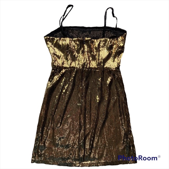 Urban Outfitters gold sequin mini dress with spaghetti straps. Size S - Picture 5 of 10